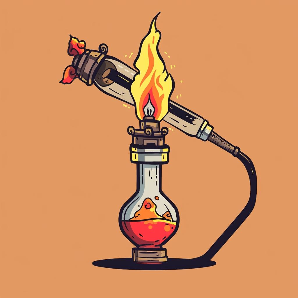 A torch heating a nail on a dab rig.